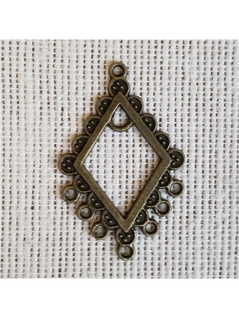 Antiqued Brass Diamond Rhombus Chandelier Earring Findings Art Deco Dotted 2 pcs